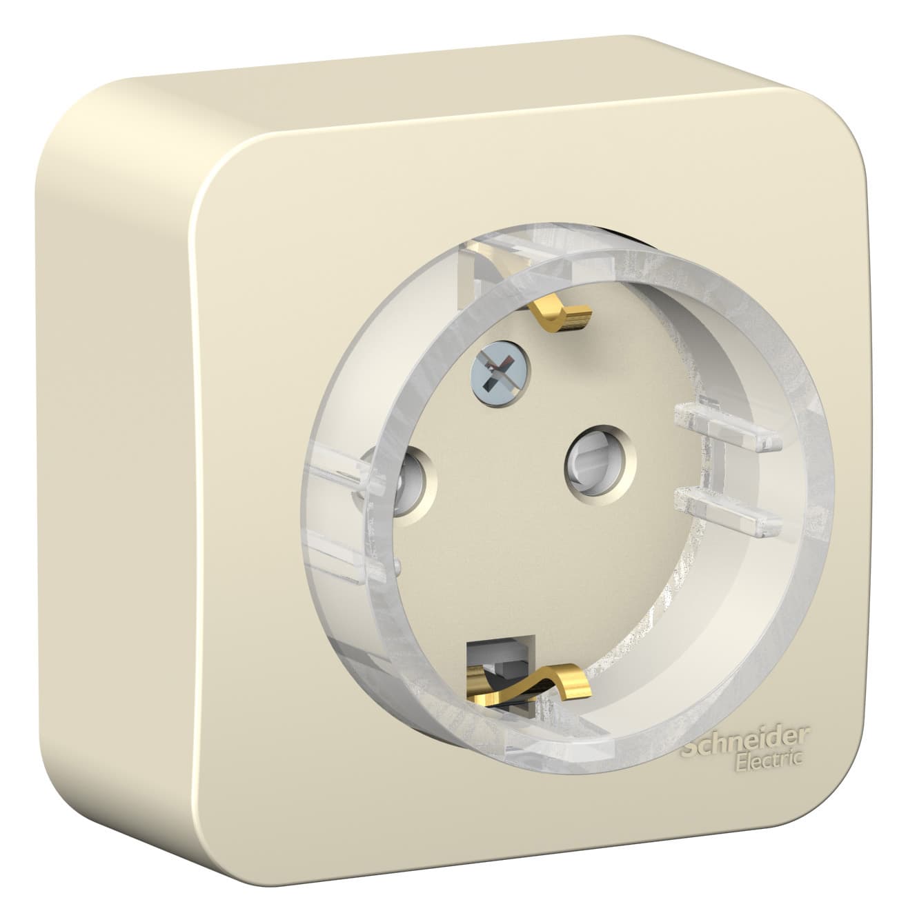 Розетка с заземлением и защитными шторками Systeme Electric Blanca BLNRA111112, цвет молочный, защита от детей.
