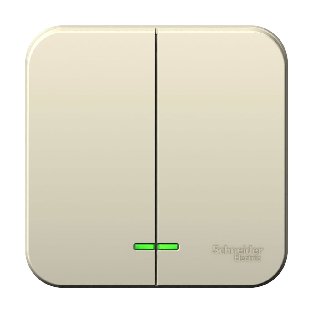 Выключатель двухклавишный с подсветкой Systeme Electric Blanca BLNVA065112, цвет молочный.