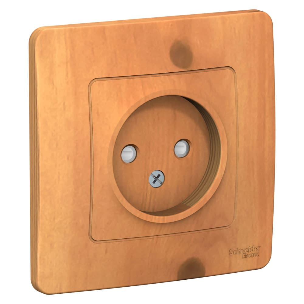 Розетка без заземления с защитными шторками Systeme Electric Blanca BLNRS000115, цвет ясень, детская безопасность, для скрытого монтажа.