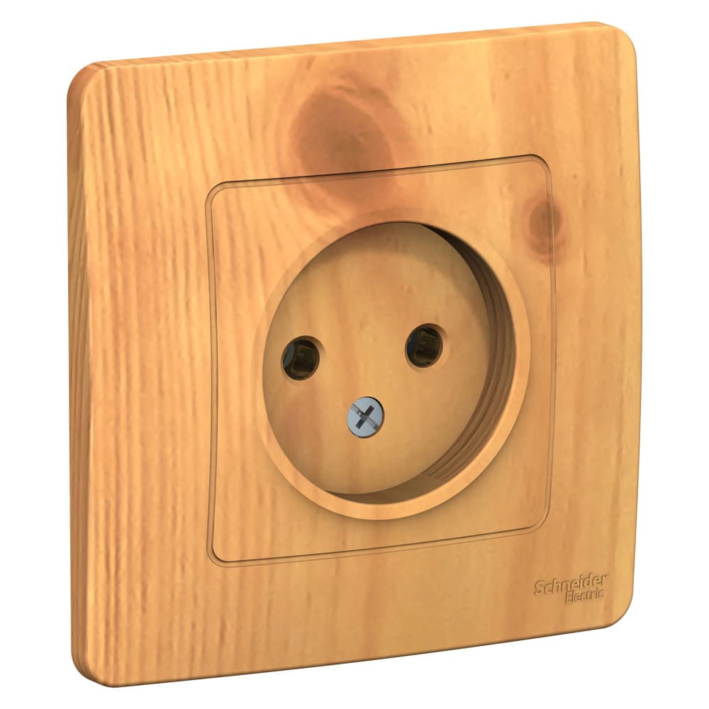 Розетка без заземления Systeme Electric Blanca BLNRS000015, цвет ясень, для скрытого монтажа, дизайн под дерево, серия Blanca.