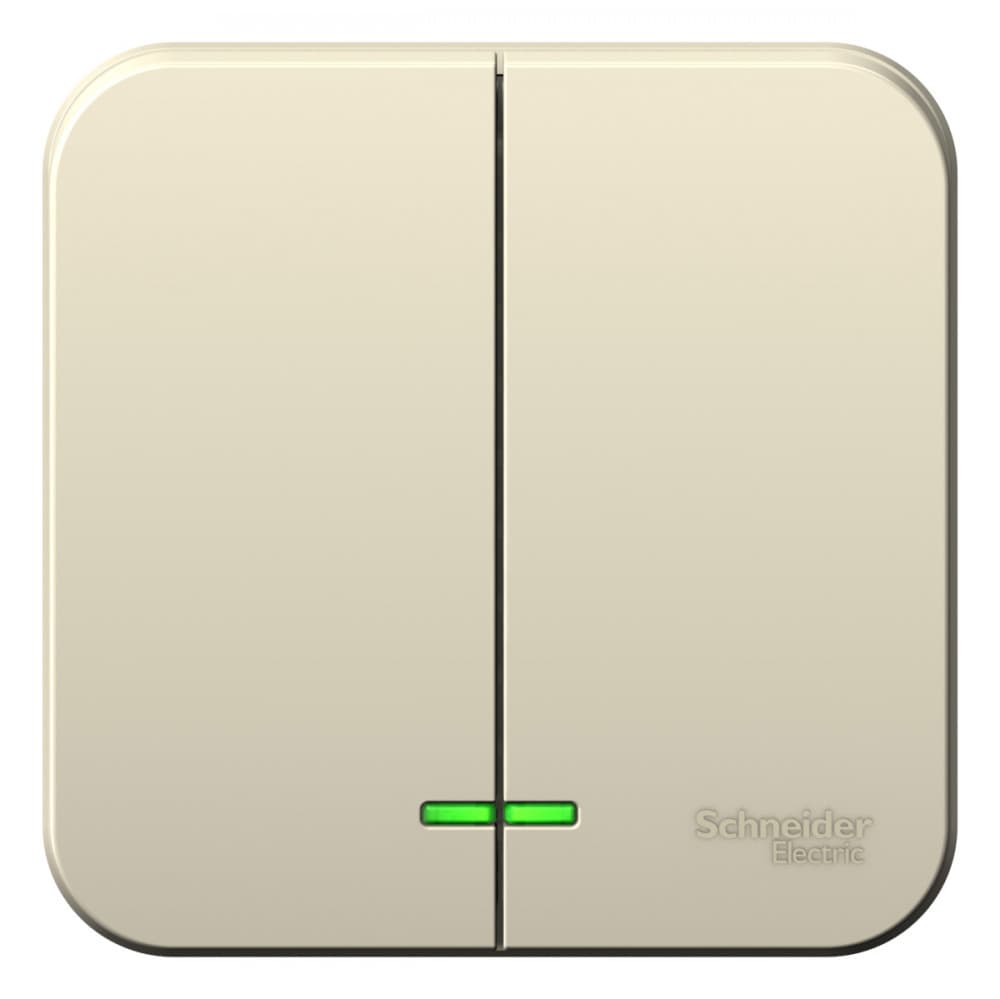 Выключатель двухклавишный с подсветкой Systeme Electric Blanca BLNVA105112, цвет молочный.