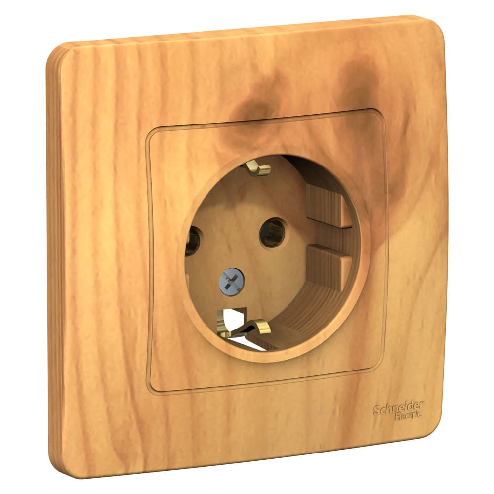 Розетка с заземлением Systeme Electric Blanca BLNRS001015, цвет ясень, с заземляющим контактом, для скрытого монтажа.