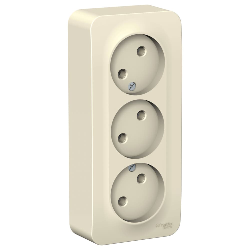 Розетка тройная без заземления Systeme Electric Blanca BLNRA000312, цвет молочный, три евроразъема.