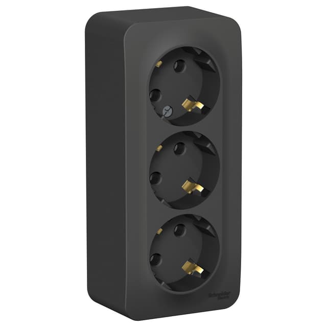Розетка тройная с заземлением Systeme Electric Blanca BLNRA010316, цвет антрацит, три евроразъема с заземлением.