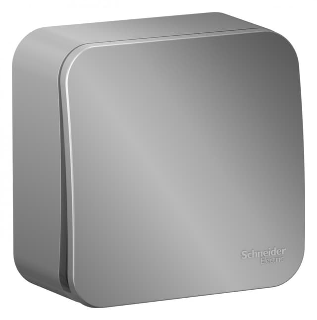 Выключатель одноклавишный Systeme Electric Blanca BLNVA101003, цвет алюминий, для скрытого монтажа, металлический дизайн.