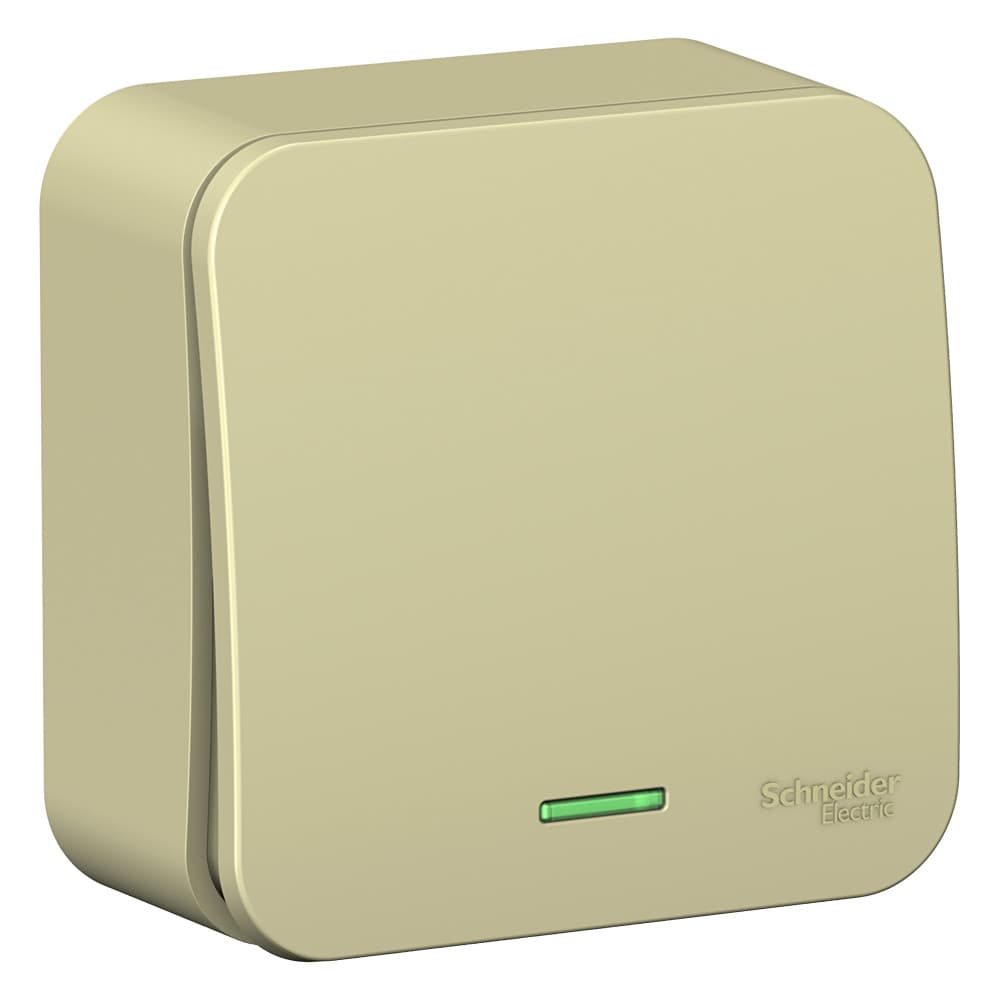 Выключатель одноклавишный проходной с подсветкой Systeme Electric Blanca BLNVA106117, цвет бежевый, световой индикатор, управление светом из двух мест.