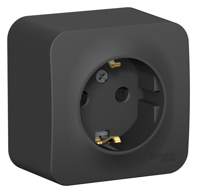 Розетка с заземлением и защитными шторками Systeme Electric Blanca BLNRA011116, цвет антрацит, защита от детей.