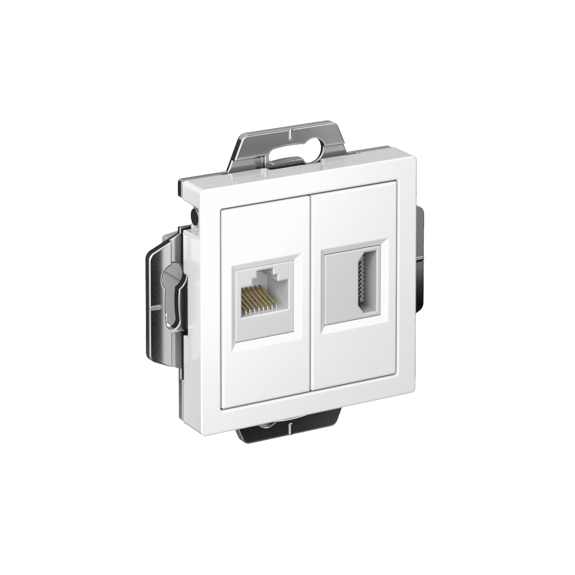 Розетка двойная HDMI + компьютерная RJ45 Systeme Electric AtlasDesign ATN000182, цвет белый, механизм для скрытого монтажа