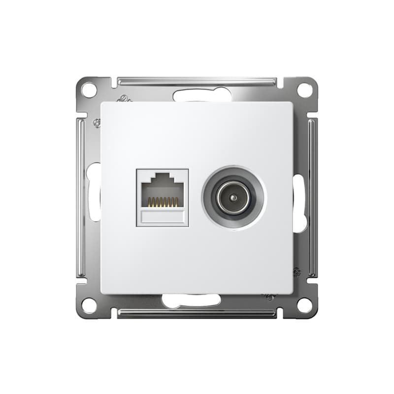 Розетка двойная TV + компьютерная Systeme (Schneider) Electric AtlasDesign ATN000189 (белый)