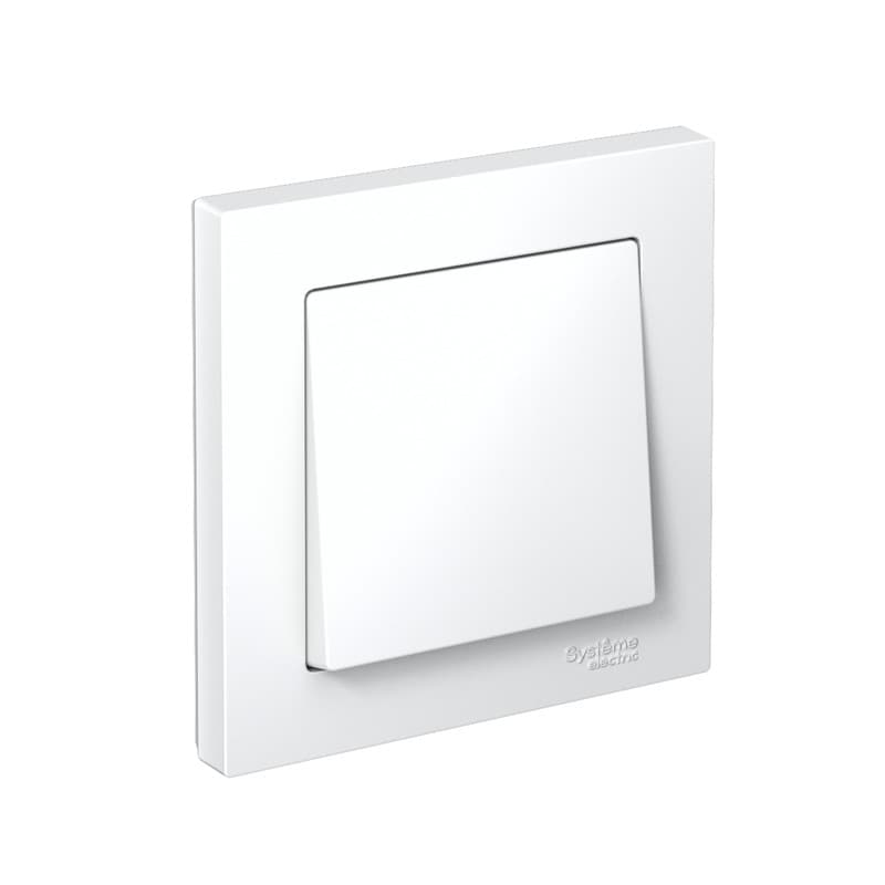 Выключатель одноклавишный Systeme Electric ATLASDESIGN с рамкой ATN000112 (белый комплект)