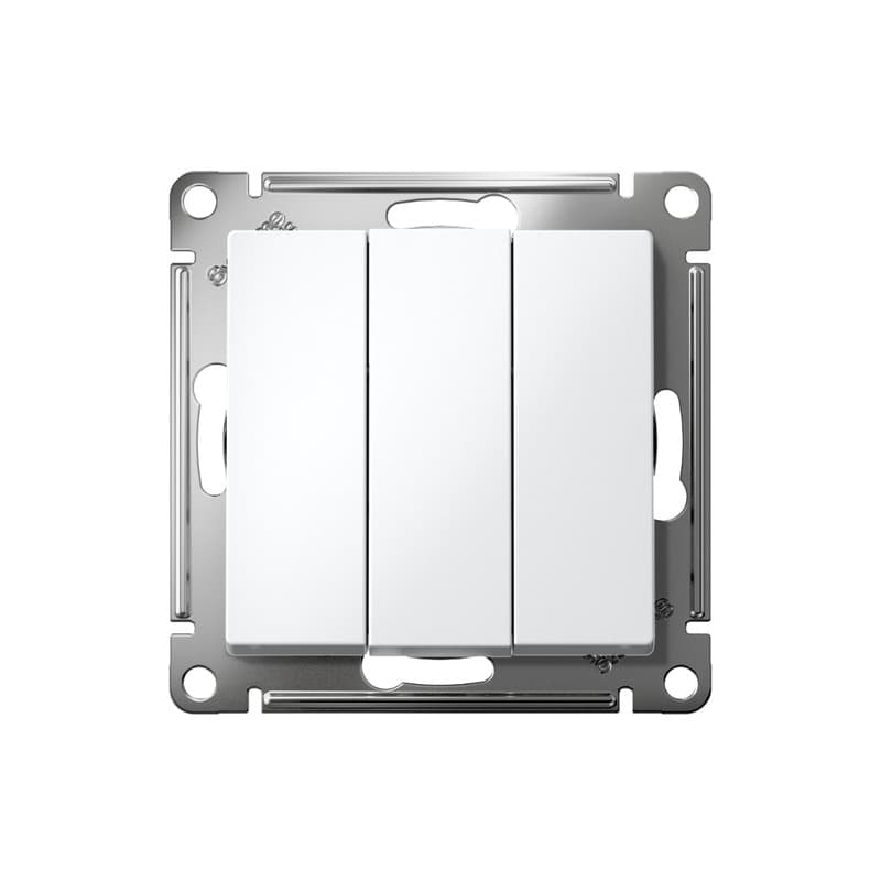 Выключатель трёхклавишный Systeme Electric ATLASDESIGN ATN000131 (белый) - вид прямо