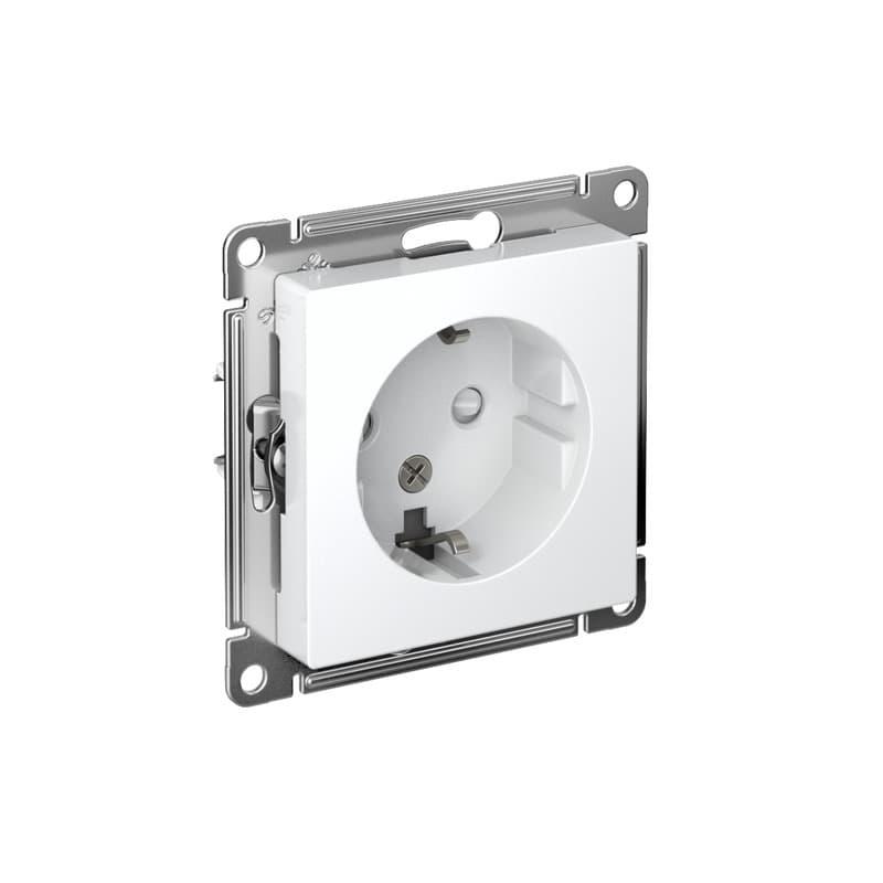 Розетка Schneider Electric AtlasDesign ATN000145 белая с заземлением и шторками