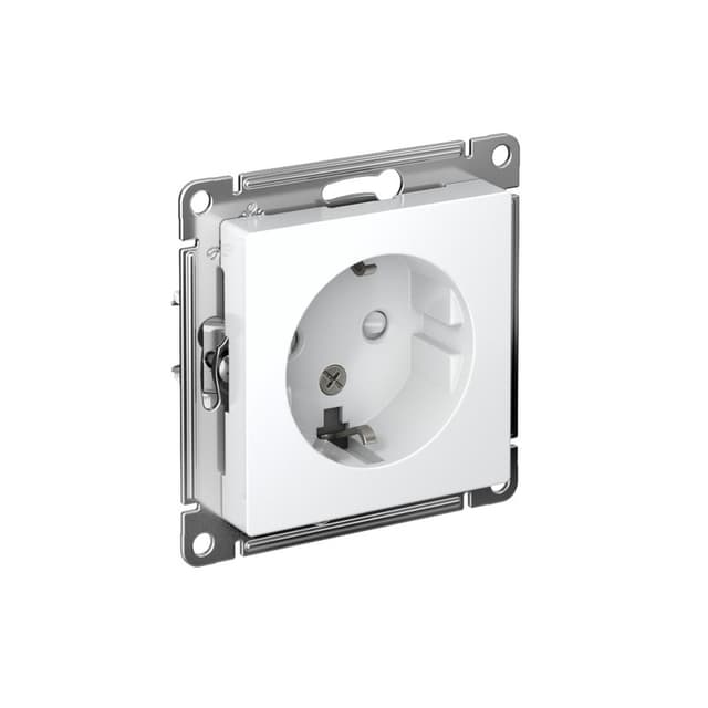 Розетка Schneider Electric AtlasDesign ATN000145 белая с заземлением и шторками