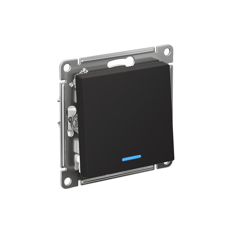 Выключатель одноклавишный с подсветкой Systeme Electric ATLASDESIGN карбон ATN001013