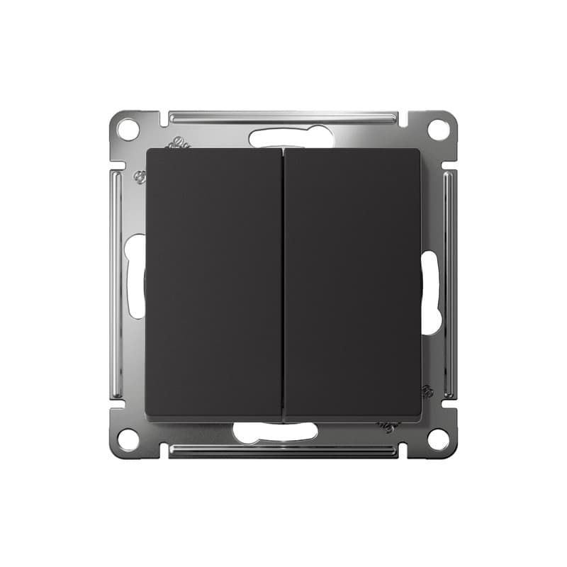 Выключатель проходной двухклавишный Systeme Electric ATLASDESIGN карбон ATN001065 -