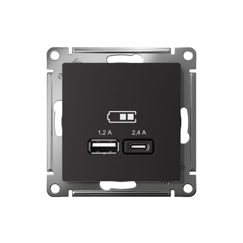Розетка USB Type-A + Type-C Systeme Electric AtlasDesign ATN001039 карбон