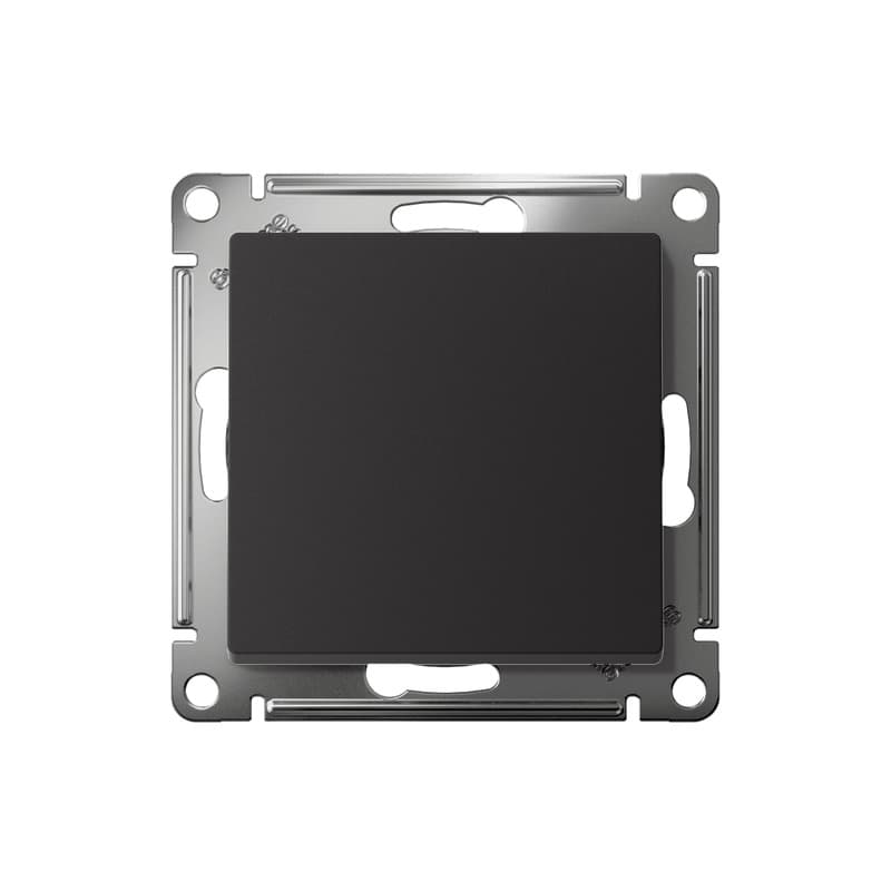 Выключатель одноклавишный Systeme Electric ATLASDESIGN карбон ATN001011 - вид спереди