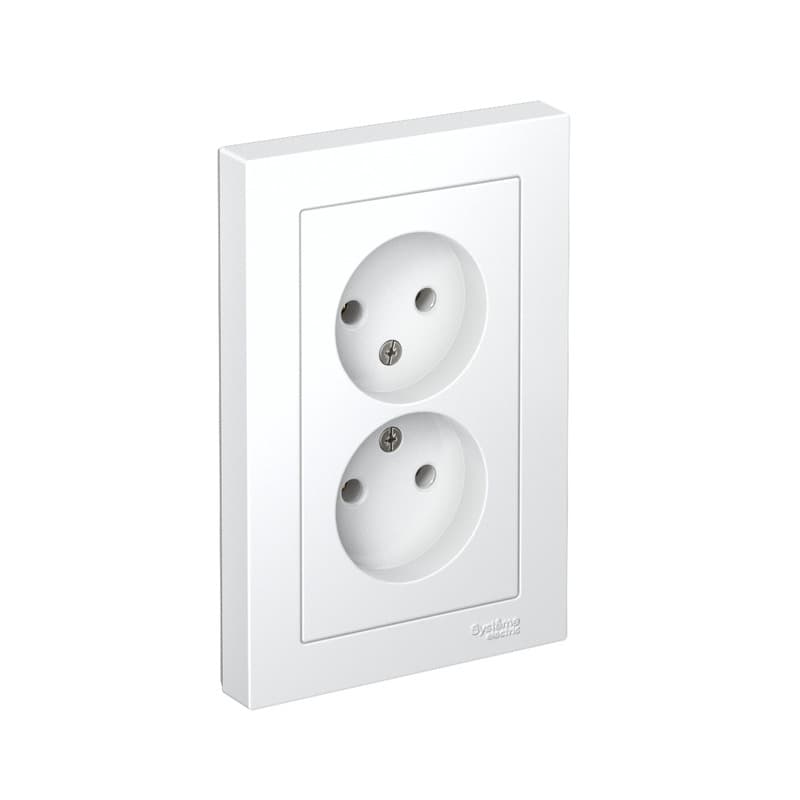 Двойная розетка Systeme (Schneider) Electric AtlasDesign ATN000120 белая без заземления