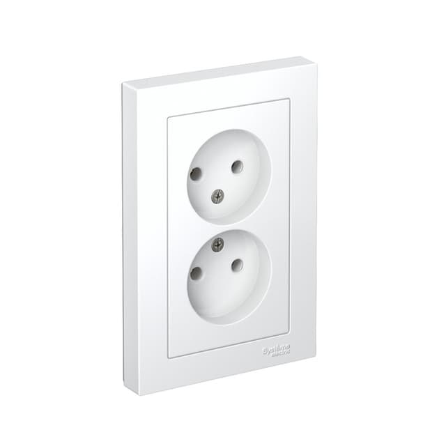 Двойная розетка Systeme (Schneider) Electric AtlasDesign ATN000120 белая без заземления