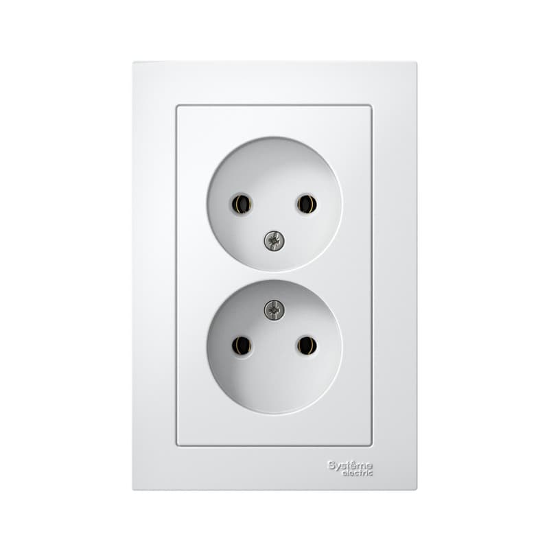 Розетка двойная без заземления с рамкой Systeme (Schneider) Electric AtlasDesign ATN000120 (белый)
