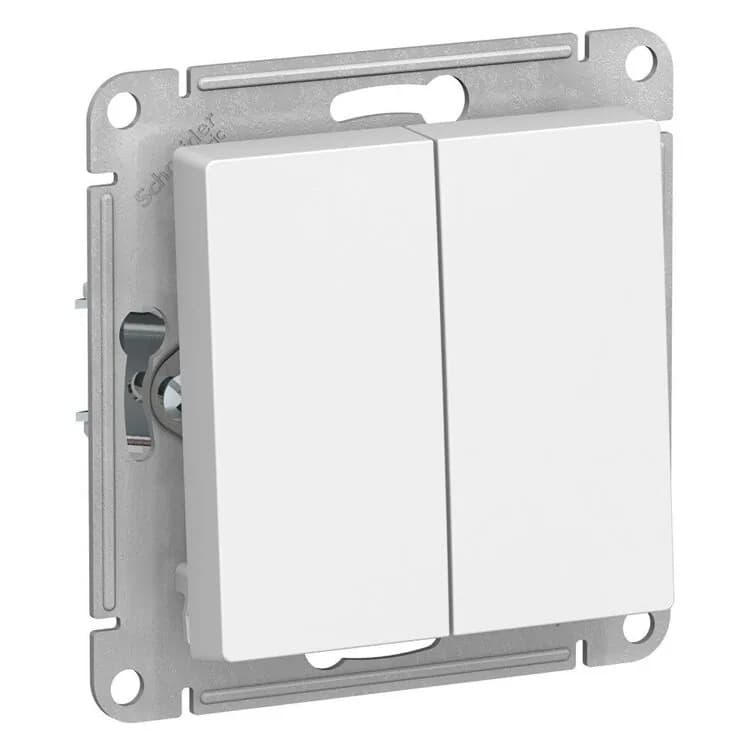 Выключатель двухклавишный Systeme Electric ATLASDESIGN ATN000151 (белый) - старое фото