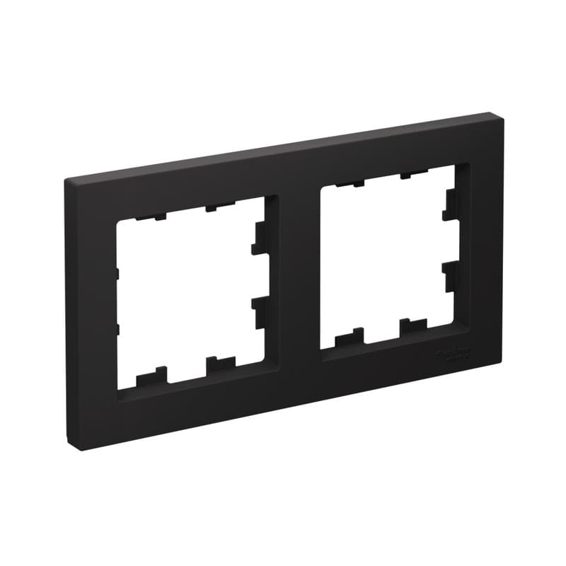 Двойная рамка Schneider Electric AtlasDesign ATN001002 в стиле карбон для выключателей и розеток