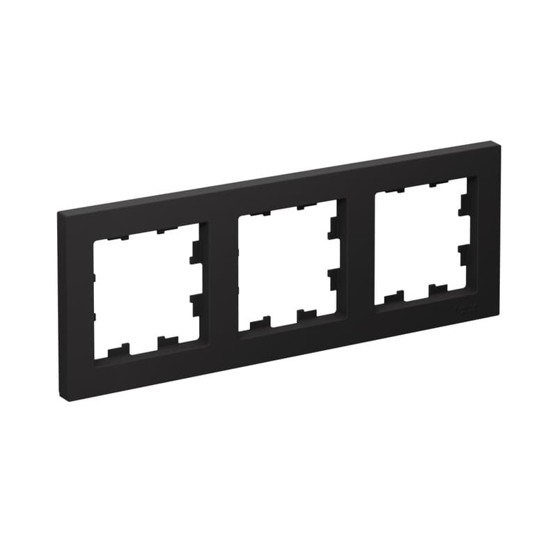 Рамка Schneider Electric AtlasDesign на три места для розеток и выключателей, цвет карбон