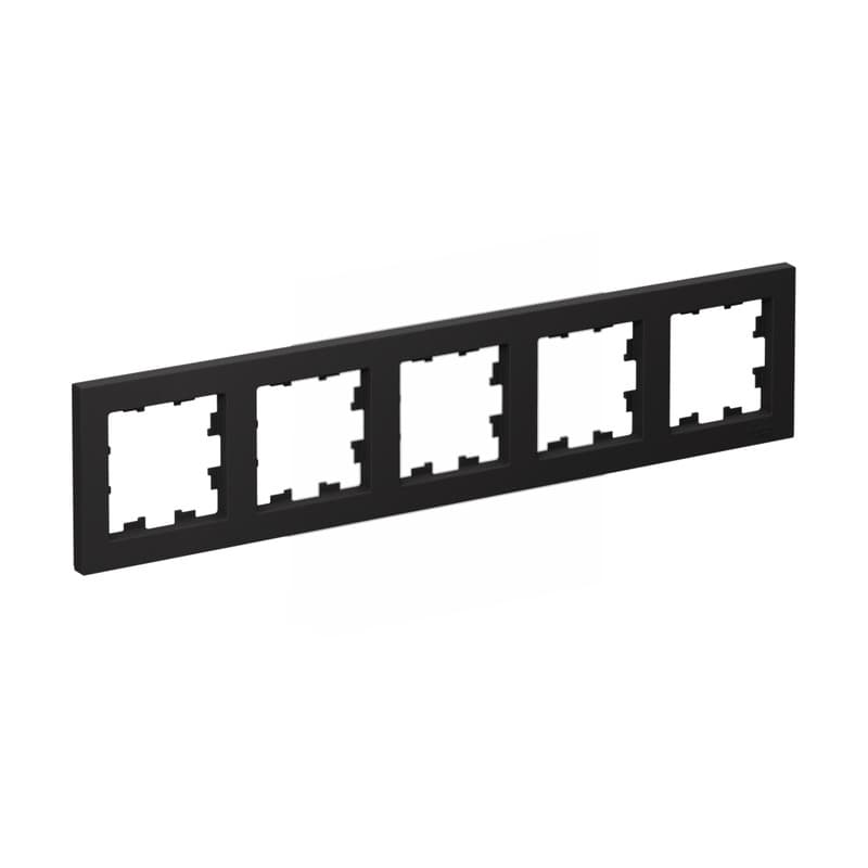 Рамка Schneider Electric AtlasDesign на пять мест для розеток и выключателей, цвет карбон