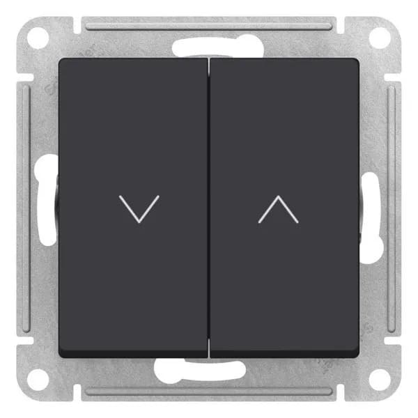 Выключатель двухклавишный для управления жалюзи Systeme Electric AtlasDesign, подъем и опускание, цвет карбон