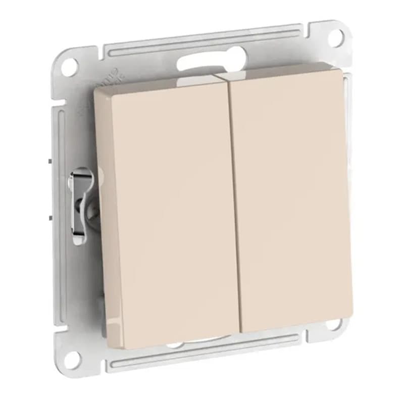 Выключатель двухклавишный Systeme Electric AtlasDesign ATN000251S бежевый с быстрозажимными клеммами