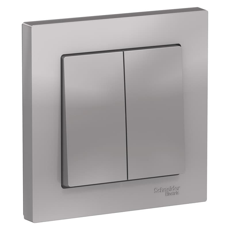Выключатель двухклавишный Schneider Electric AtlasDesign алюминий ATN000352