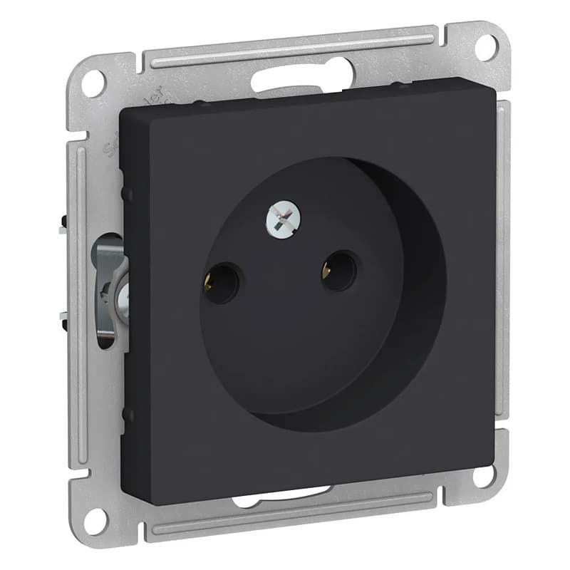 Розетка электрическая без заземления Systeme Electric AtlasDesign, цвет карбон