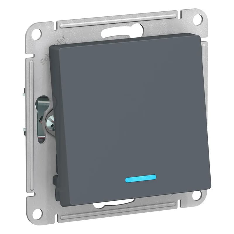 Выключатель проходной одноклавишный с подсветкой Systeme Electric AtlasDesign для управления светом из двух мест, цвет графит