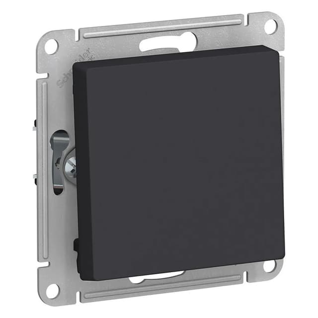 Выключатель однокнопочный Systeme Electric AtlasDesign для управления светом, цвет карбон, современный дизайн