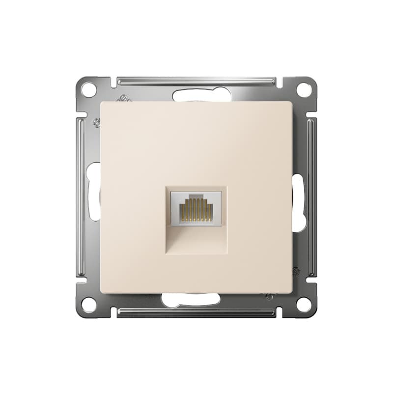 Розетка компьютерная Systeme Electric AtlasDesign ATN000283 бежевого цвета с разъемом RJ-45 - вид спереди