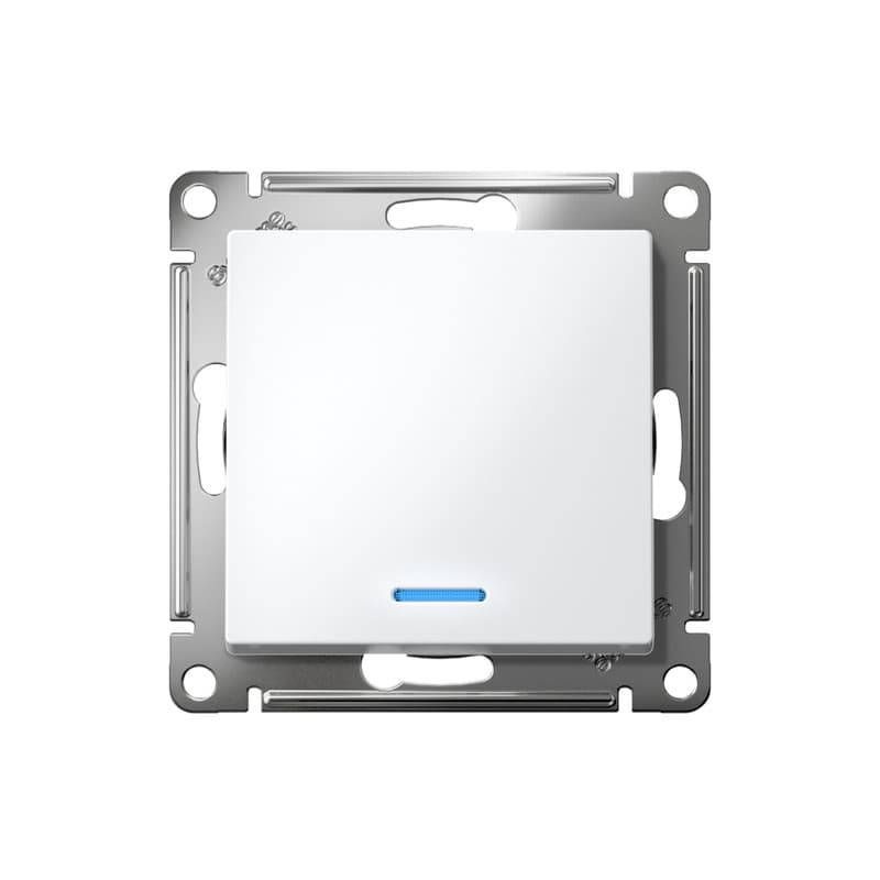 Выключатель 1-клавишный проходной с подсветкой Systeme (Schneider) Electric AtlasDesign ATN000163 (белый)