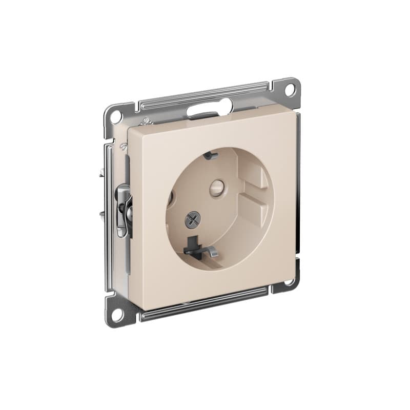 Розетка Systeme Electric AtlasDesign ATN000245 бежевая с заземлением и защитными шторками