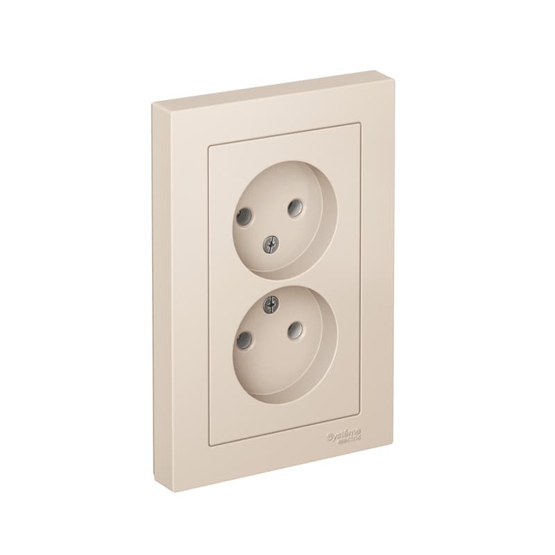 Розетка двойная Systeme Electric AtlasDesign ATN000220 бежевая без заземления