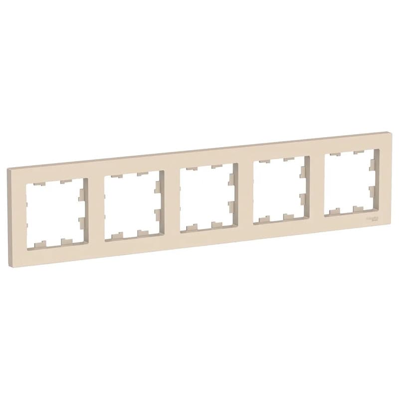 Рамка Systeme Electric AtlasDesign на 5 розеток или выключателей, бежевый цвет. Производство Systeme Electric (бывший Schneider Electric)