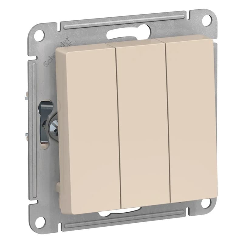 Выключатель трехклавишный Systeme Electric AtlasDesign ATN000231 бежевый