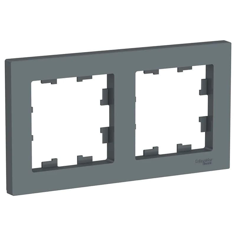 Рамка декоративная двухместная Systeme Electric AtlasDesign для двух розеток или выключателей, цвет графит