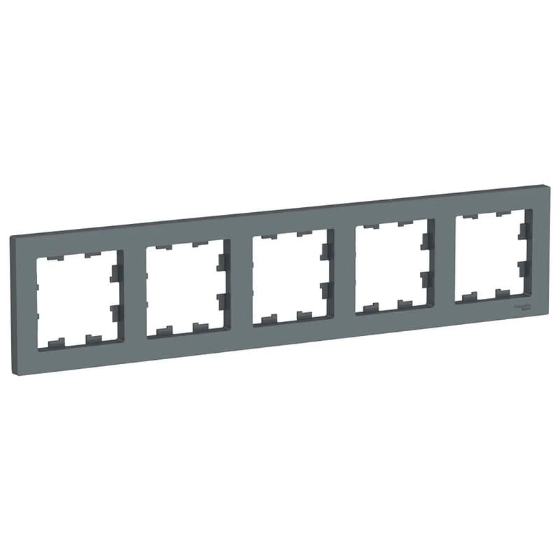Рамка декоративная на 5 модулей Systeme Electric AtlasDesign для розеток и выключателей, цвет графит