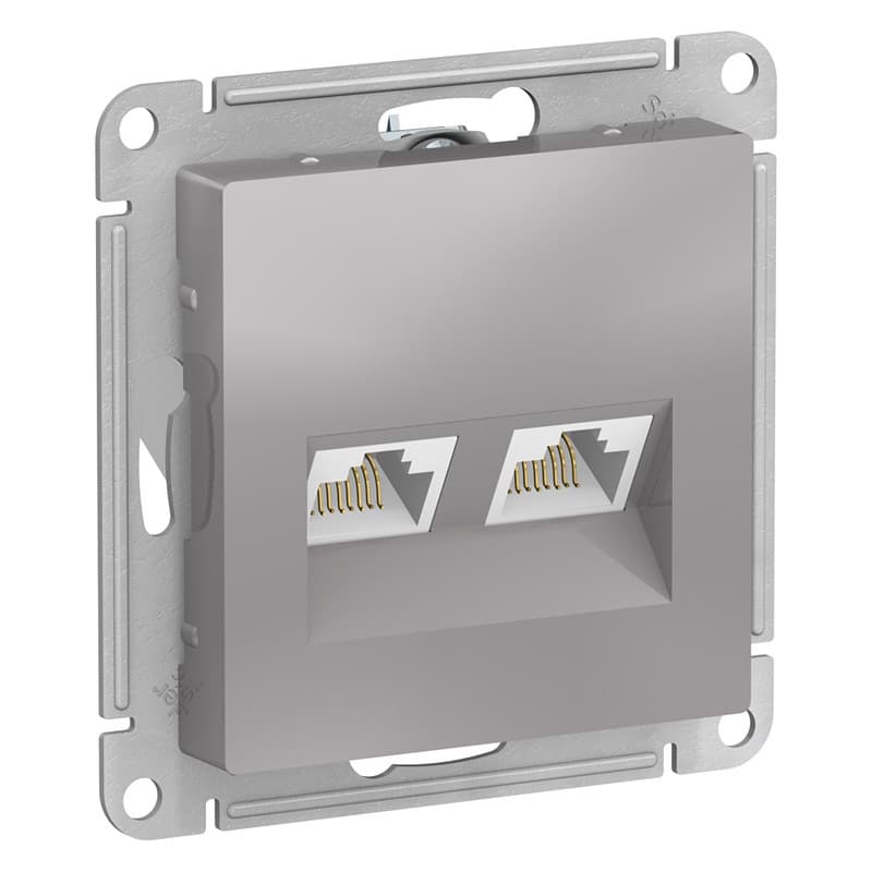 Розетка двойная компьютерная Schneider Electric AtlasDesign алюминий ATN000385