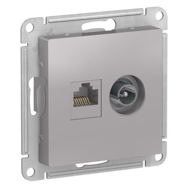 Розетка двойная TV компьютерная Schneider Electric AtlasDesign алюминий ATN000389