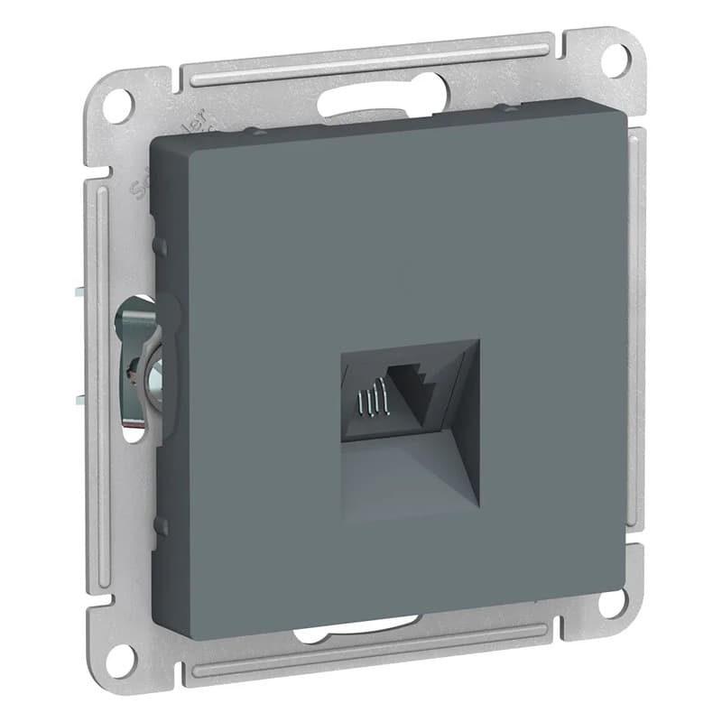 Розетка телефонная Systeme Electric AtlasDesign для подключения стационарного телефона, цвет графит