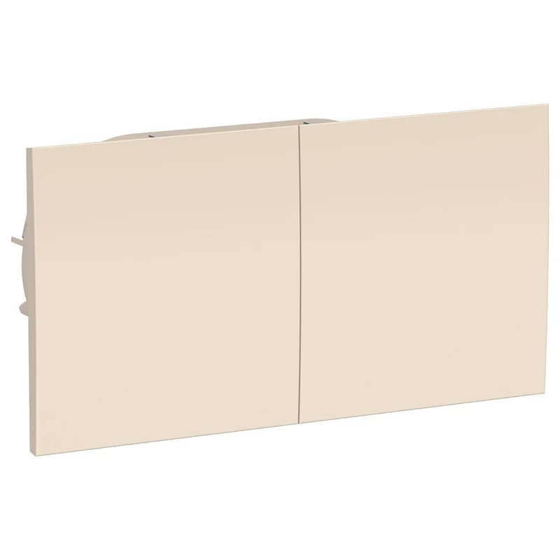 Двойная розетка Systeme Electric AtlasDesign ATN000228 бежевая с заземлением, шторками и крышкой