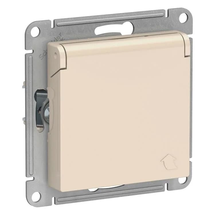 Розетка Systeme Electric AtlasDesign ATN000246 бежевая с заземлением и защитной крышкой