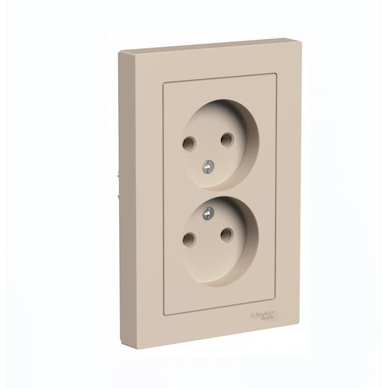 Розетка двойная без заземления Schneider Electric AtlasDesign песочный ATN001220