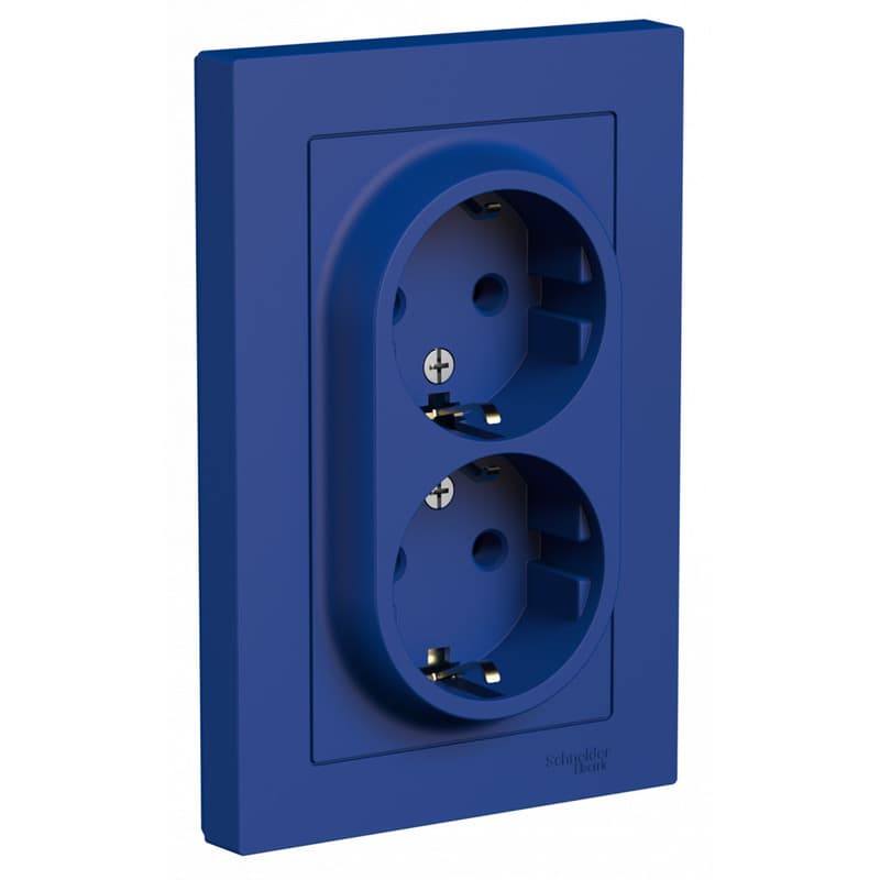 Розетка двойная с заземлением Schneider Electric AtlasDesign аквамарин ATN001124