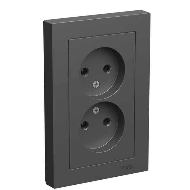 Розетка двойная без заземления Schneider Electric AtlasDesign базальт ATN001420